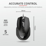 Mouse Trust Voca Comfort Mouse, 2400 dpi, negru - imagine 5
