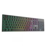 Tastatură office cu iluminare * Mod: USB cu fir * Număr tastă: 104 * Material: ABS * Culoare: Negru * Layout: SUA * Tip interfață: USB * Dimensiune: 438*126*26 mm * Compatibil cu Windows 2000/XP/Vista/Windows7/8/10/Mac - imagine 4