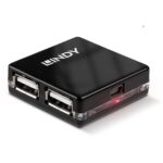 Hub USB LINDY 4 Port USB 2.0 Mini Hub USB-A, 4 porturi, Negru - imagine 4