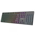 Tastatură office cu iluminare * Mod: USB cu fir * Număr tastă: 104 * Material: ABS * Culoare: Negru * Layout: SUA * Tip interfață: USB * Dimensiune: 438*126*26 mm * Compatibil cu Windows 2000/XP/Vista/Windows7/8/10/Mac - imagine 5