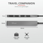 Hub USB Trust Halyx USB-A, 4 porturi, Argintiu - imagine 5