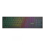 Tastatură office cu iluminare * Mod: USB cu fir * Număr tastă: 104 * Material: ABS * Culoare: Negru * Layout: SUA * Tip interfață: USB * Dimensiune: 438*126*26 mm * Compatibil cu Windows 2000/XP/Vista/Windows7/8/10/Mac - imagine 2